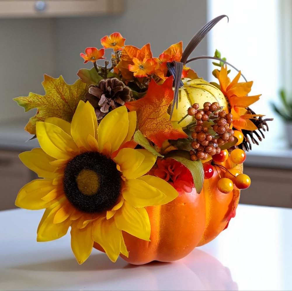 Autumn Harvest Pumpkin Floral Arrangement